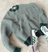 Load image into Gallery viewer, Green Stripe Chunky Knit Rib Oversized Sweater
