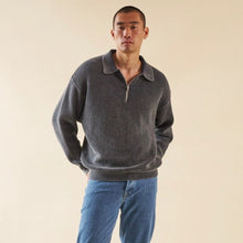 Load image into Gallery viewer, Charcoal Acid Wash Half Zip Knit Pullover