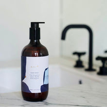 Load image into Gallery viewer, Hand wash bottle with pump on a bathroom counter