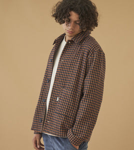 Rust Check Button Overshirt