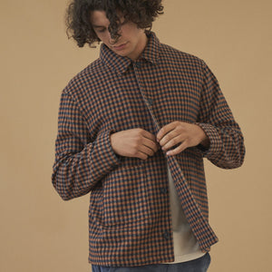 Rust Check Button Overshirt