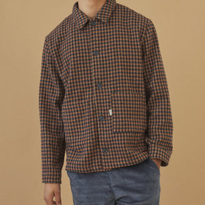 Rust Check Button Overshirt