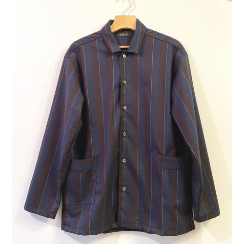 Navy and Black Striped Shirt with Pockets