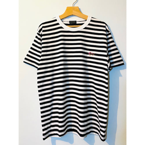 Black and White Stripes Embroidered T-shirt