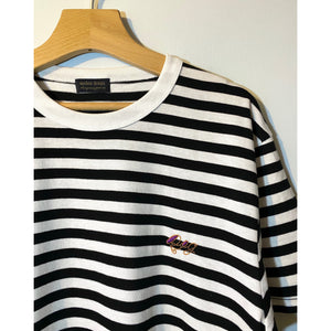 Black and White Stripes Embroidered T-shirt