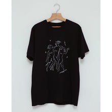Load image into Gallery viewer, black t-shirt with three graphic printed women outline