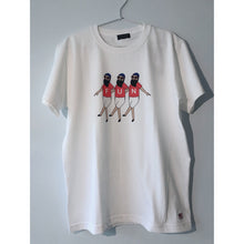 Load image into Gallery viewer, White t-shirt with three people and "FUN" graphic design at the front